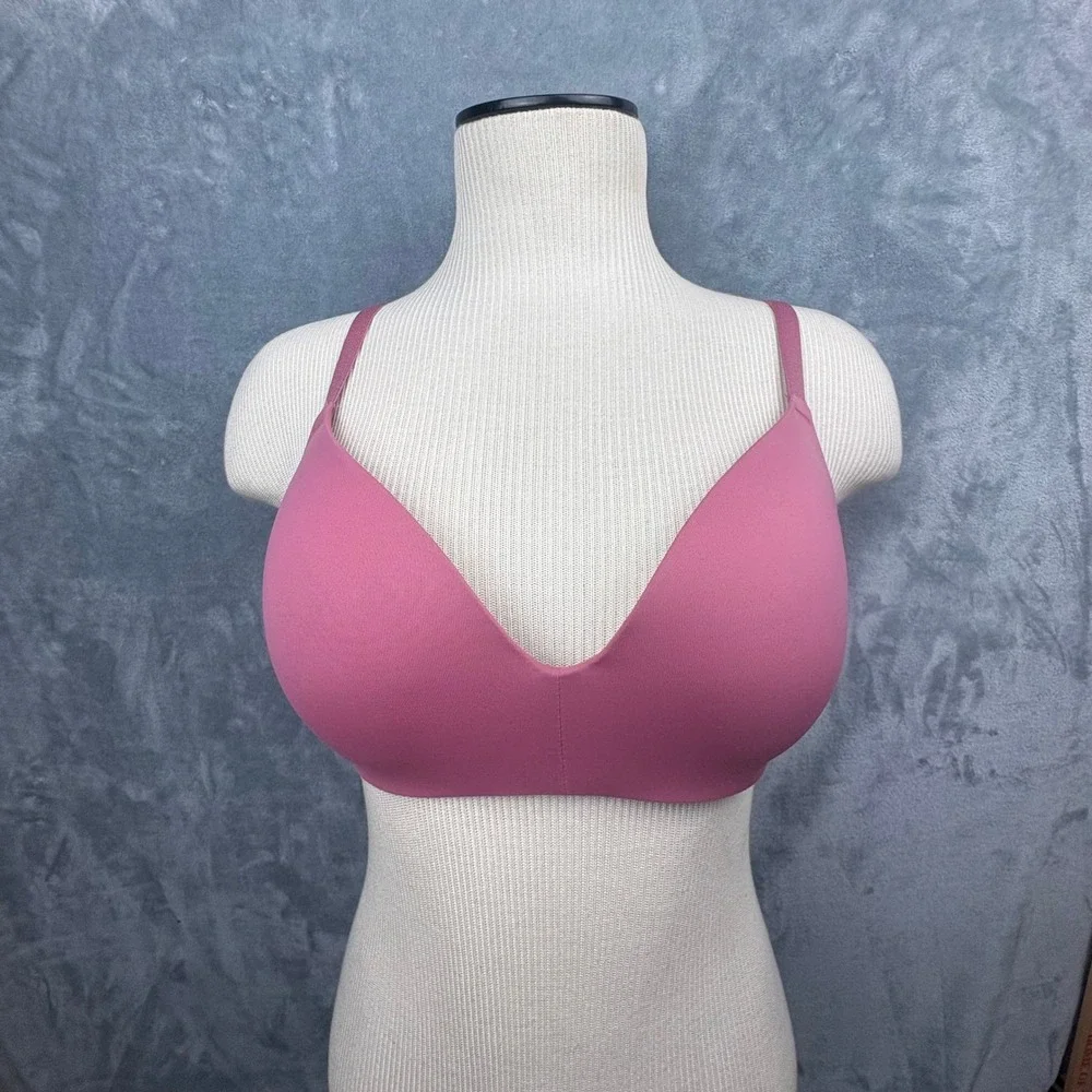 PINK Victoria's Secret Wear Everywhere Wireless Push Up Bra 34D Rose Pink Lounge - Picture 2 of 8